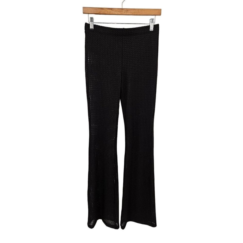 H&M Divided Pants Bootcut Open Knit Black Womens Sz XS Panty Lined High Rise NEW